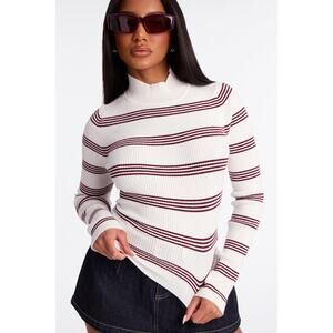 Kelsa Striped Sweater Top - Ivory/combo - Ivory-combo - Size L